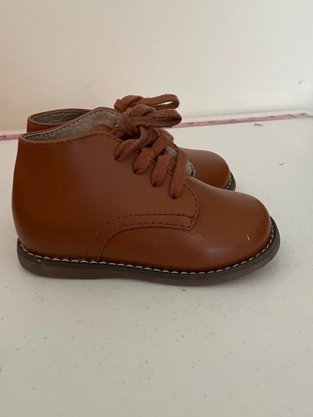 Toddler Brown Lace-Up Leatherette Boots - Classic Style